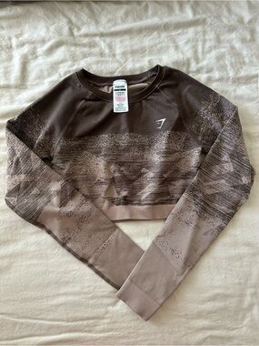 Gymshark Brown Ombre Cropped Long Sleeve Top